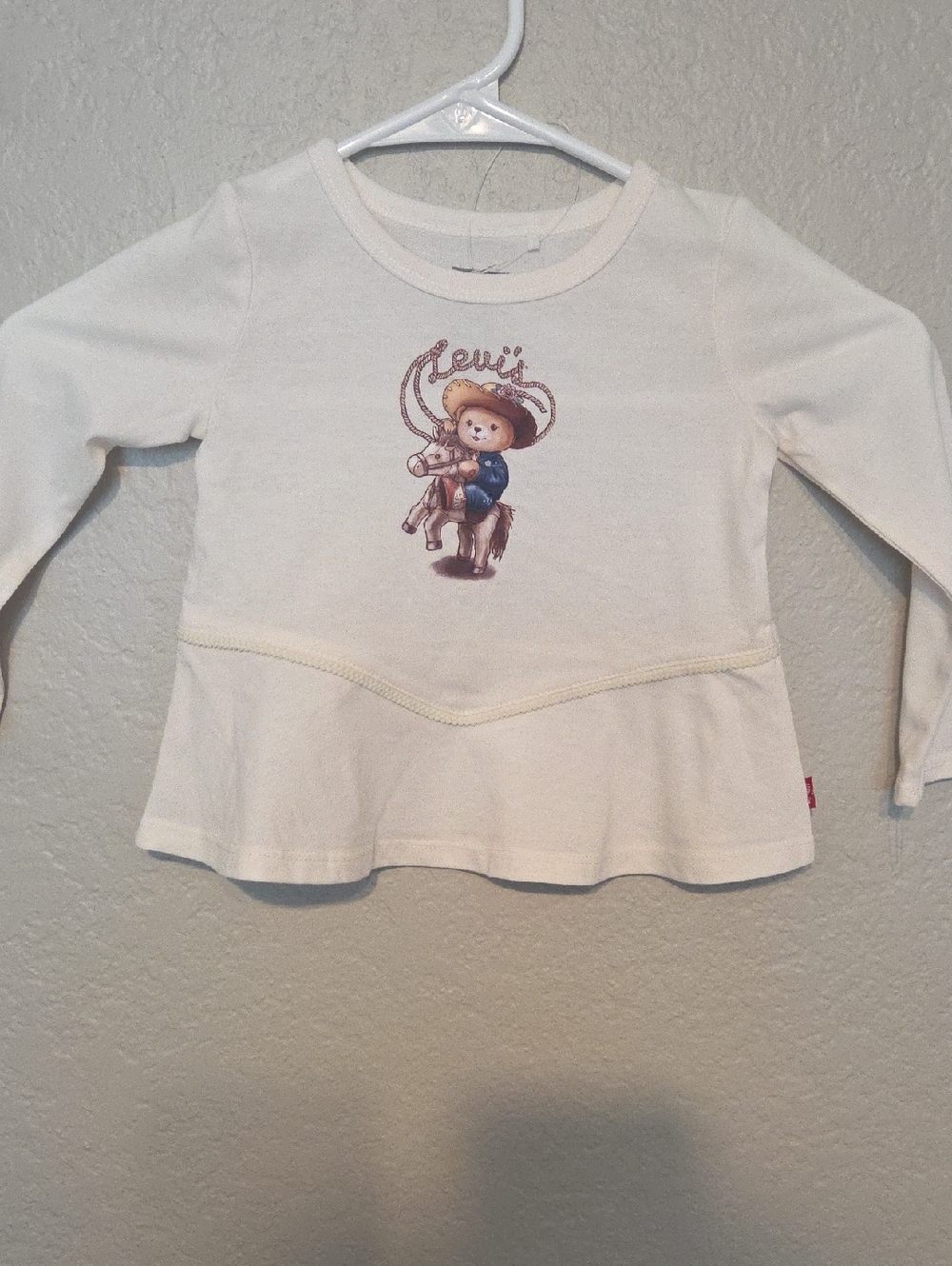 Levi's Cream Long-Sleeve Top with Cowgirl Graphic NWOT